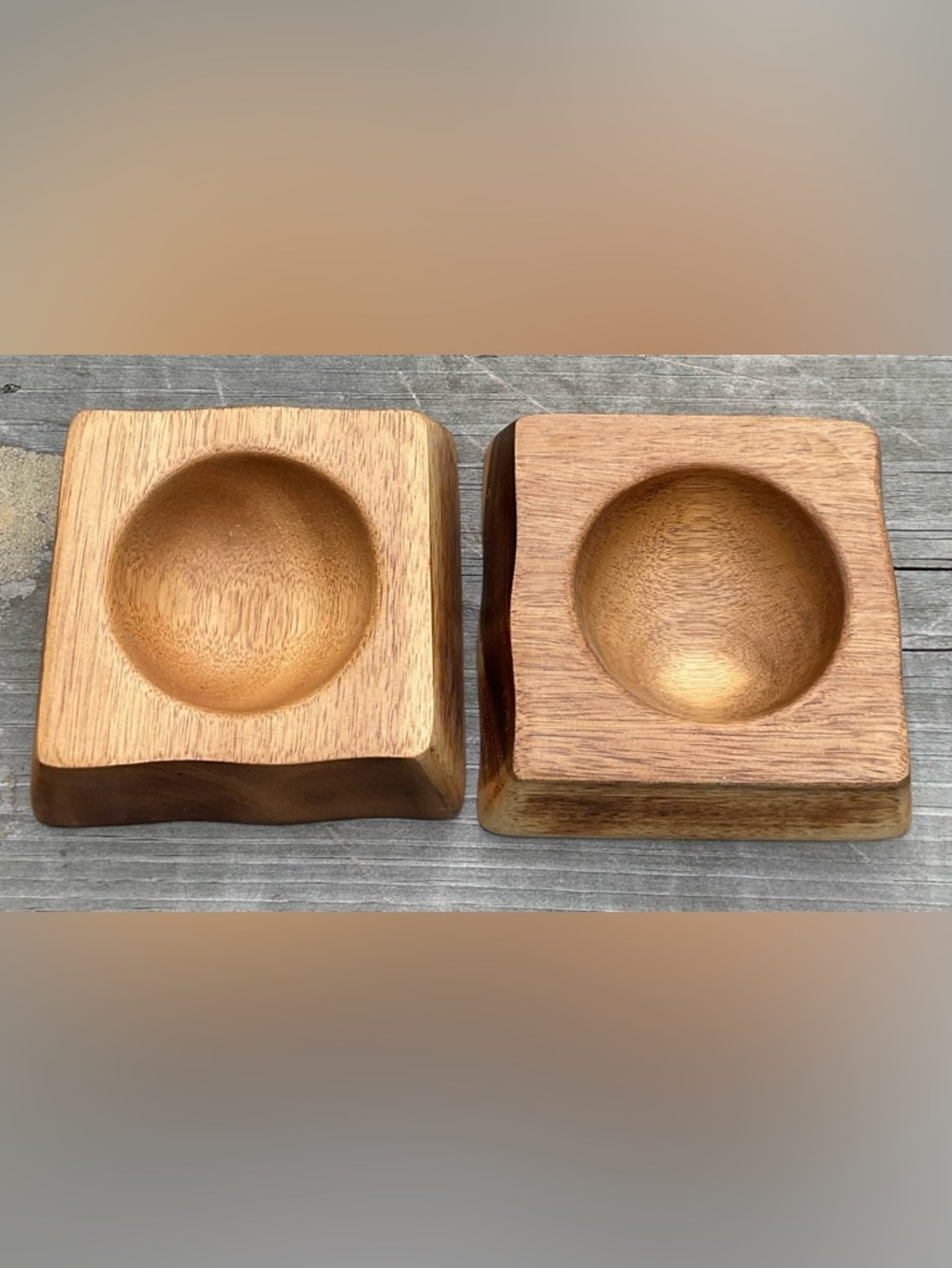 Handcrafted Wooden Square Bowls - Natural Wood Tone